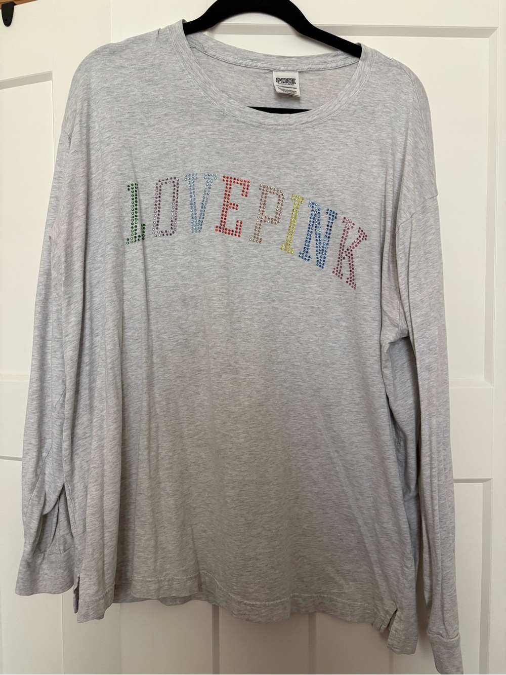 PINK Victoria's Secret Light Gray Shirt with Colorful “Lovepink” size XXL